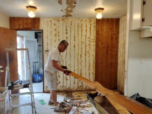 removing wet bar paneled area