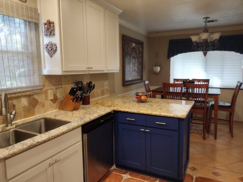 Indigo Blue Peninsula Kitchen Remodel in Stafford, TX by HomeBase Repairs, LLC project photo