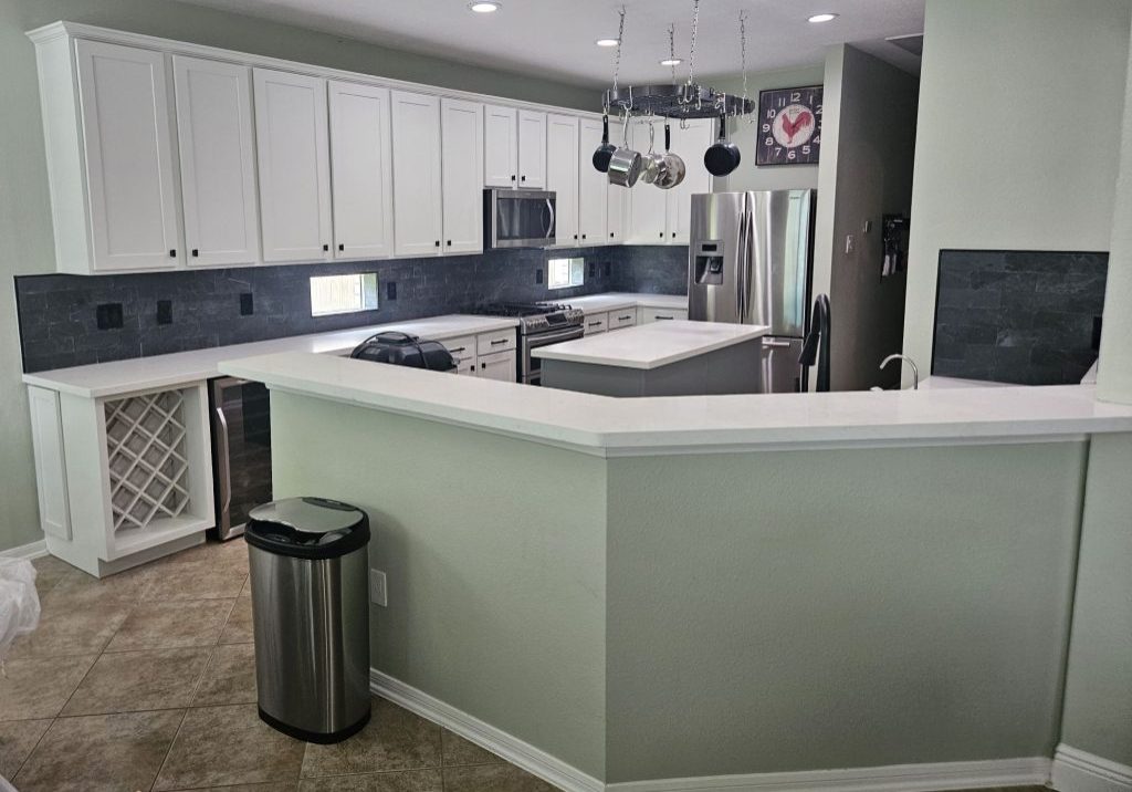 sienna remodeled kitchen with wine cooler